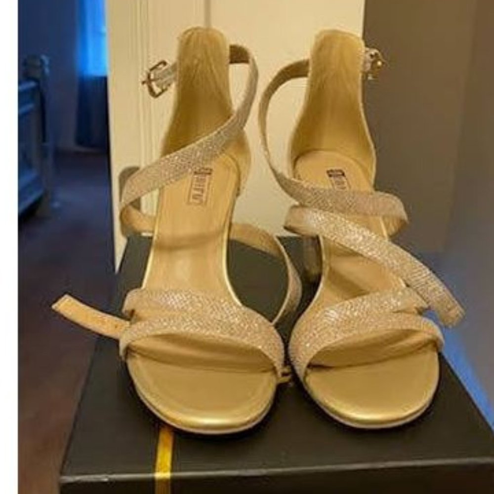 IDIFU Women's  Gold Sequence dress heels
